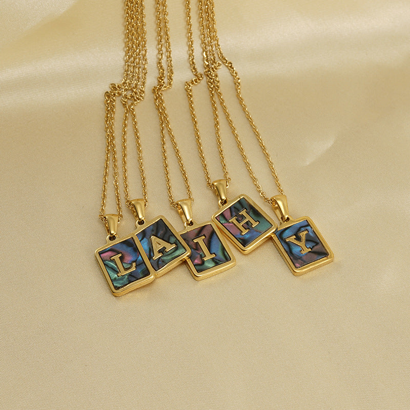 Wholesale Titanium Steel Shell Alphabet 18K Gold Necklace